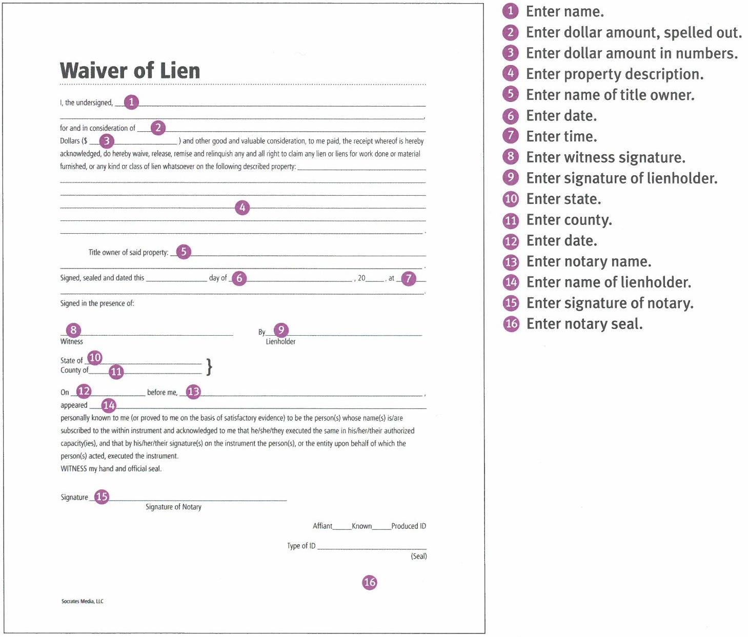 Lien Waiver Step-by-Step Instructions